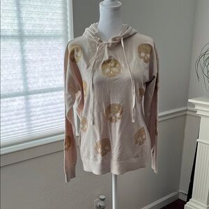 Liv Milano NWT Gold Skull Print Hoodie